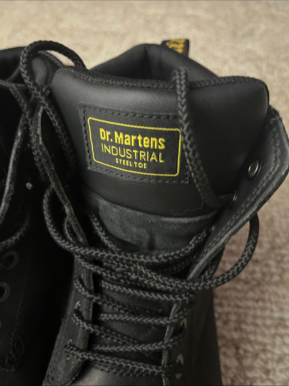 Dr. Martens Black Industrial Steel Toe Lace-Up Ankle Boots - Picture 2 of 5